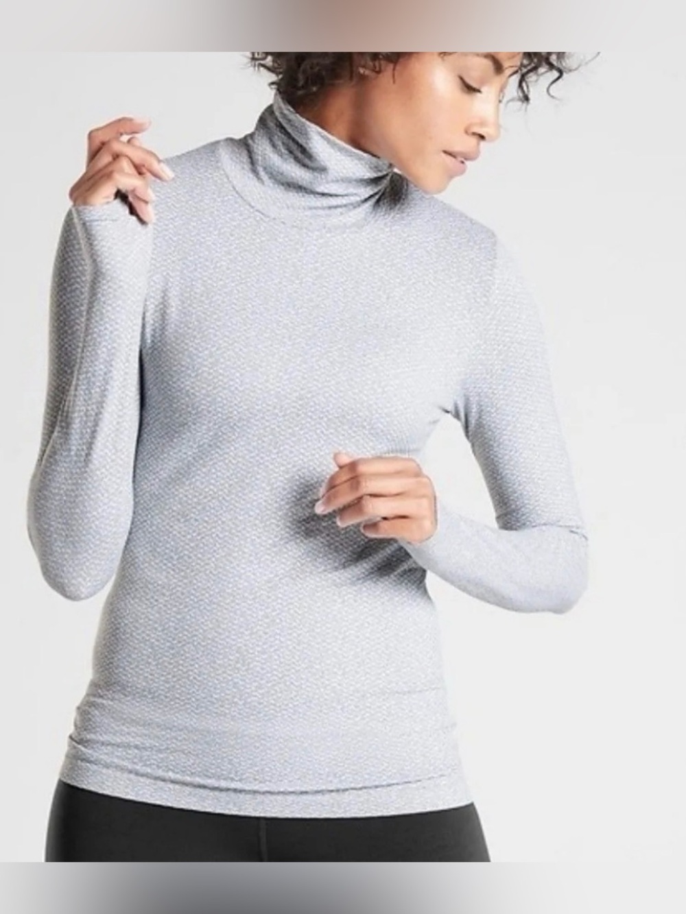 Athleta Flurry Seamless Turtleneck Gray Long Sleeve Base Layer Size M